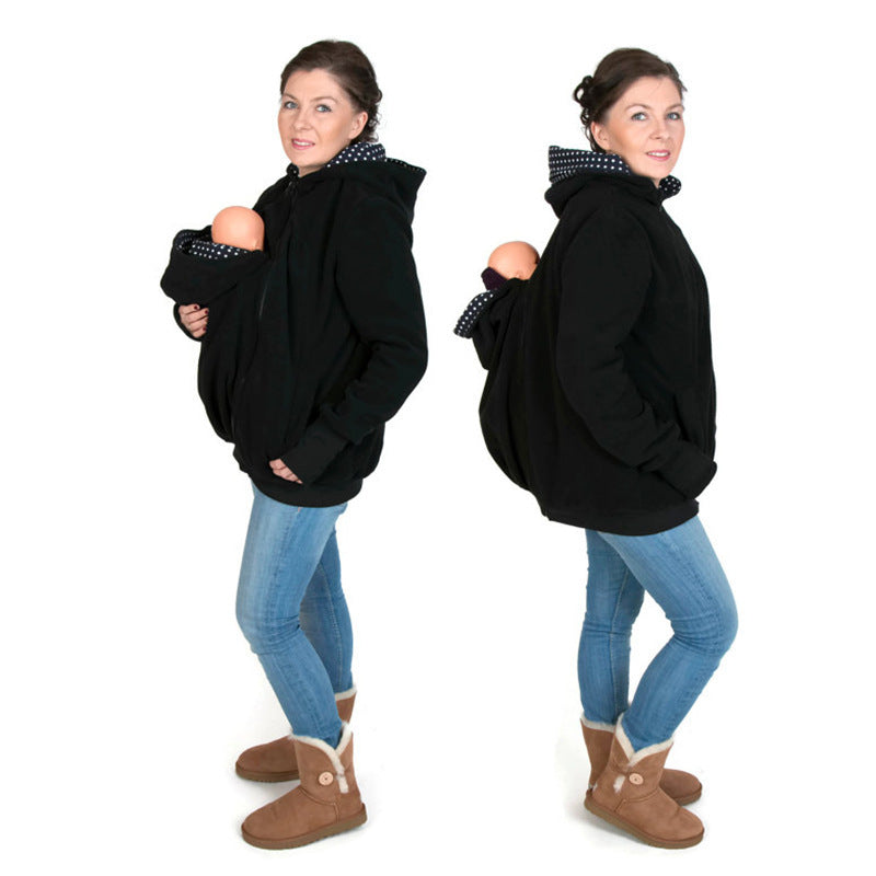 Warmer Woll Hoodie mit Babytrage