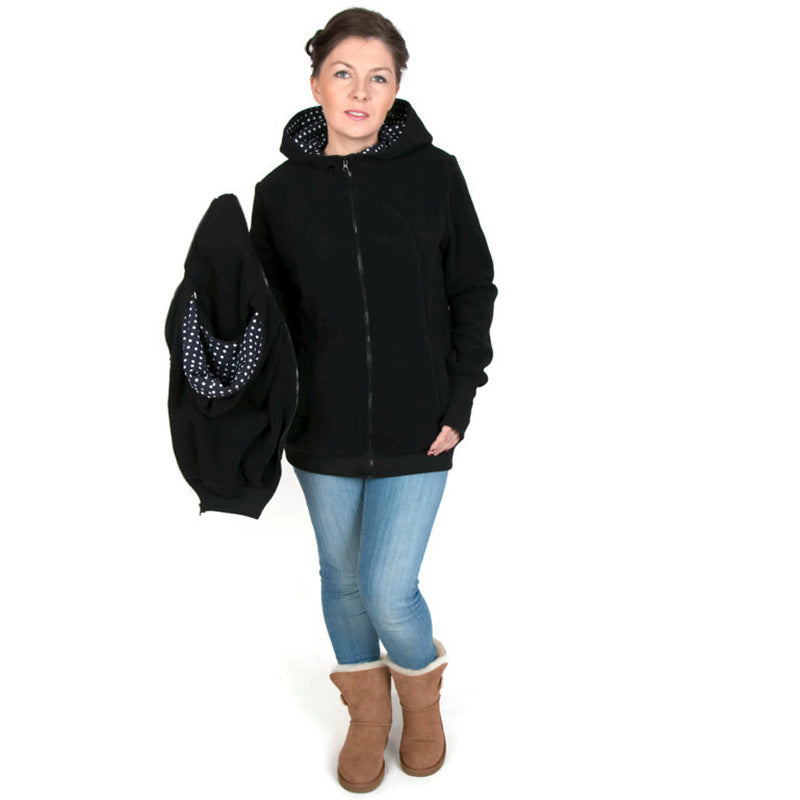 Warmer Woll Hoodie mit Babytrage