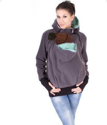 Warmer Woll Hoodie mit Babytrage
