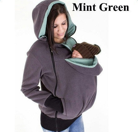 Warmer Woll Hoodie mit Babytrage