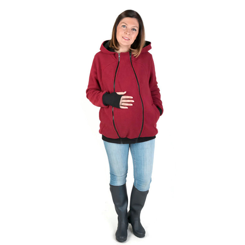 Warmer Woll Hoodie mit Babytrage