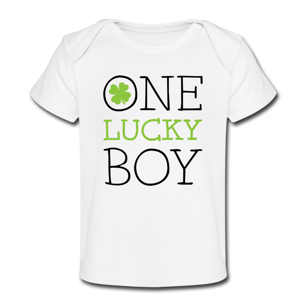 Organic Baby T-Shirt I one lucky boy - Weiß