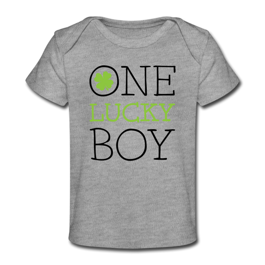 Organic Baby T-Shirt I one lucky boy - Grau meliert