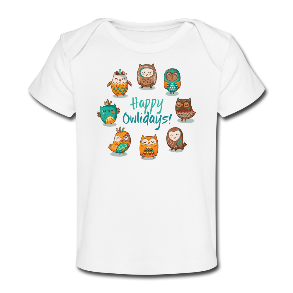 Organic Baby T-Shirt I Happy Owlidays - Weiß