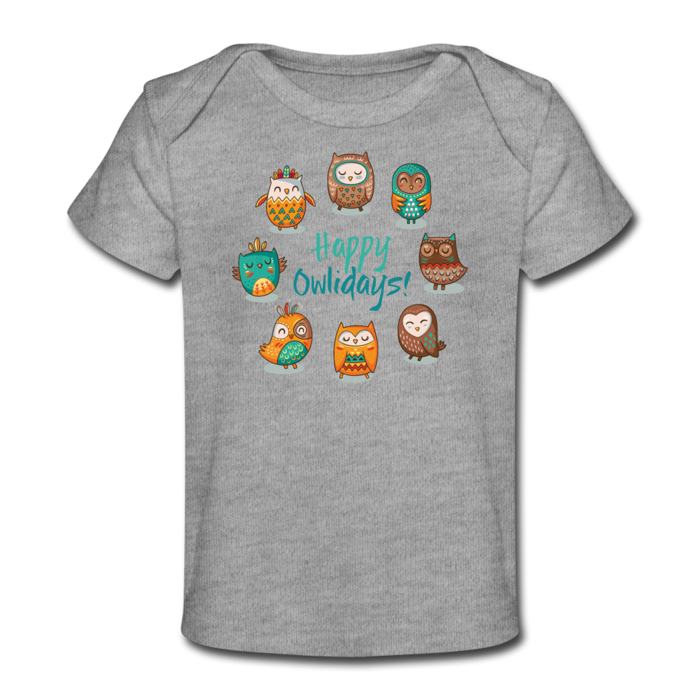 Organic Baby T-Shirt I Happy Owlidays - Grau meliert