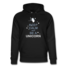 Load image into Gallery viewer, Bio-Hoodie I Keep calm and be a Unicorn - Schwarz
