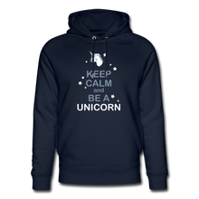 Load image into Gallery viewer, Bio-Hoodie I Keep calm and be a Unicorn - Navy
