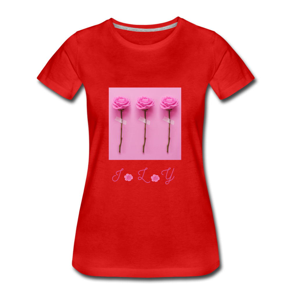 Frauen Premium Bio T-Shirt I I*L*Y - Rot
