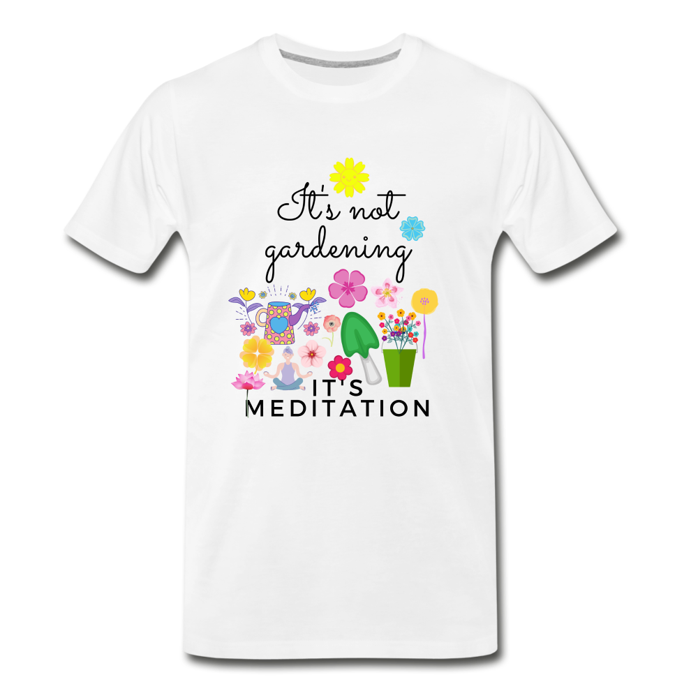 Männer Premium Bio T-Shirt I Gardening is Meditation - Weiß